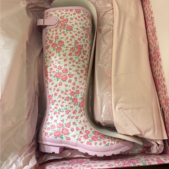 LoveShackFancy Shoes - LoveShackFancy Pink Floral Rain Boots